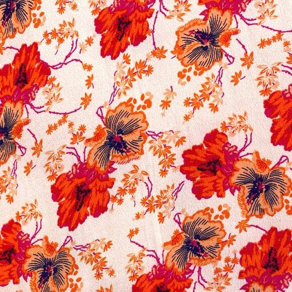 ASTR Floral Mini Dress Women L Hibiscus Lace Up Tropical Cottagecore Beachy Boho - Picture 4 of 8